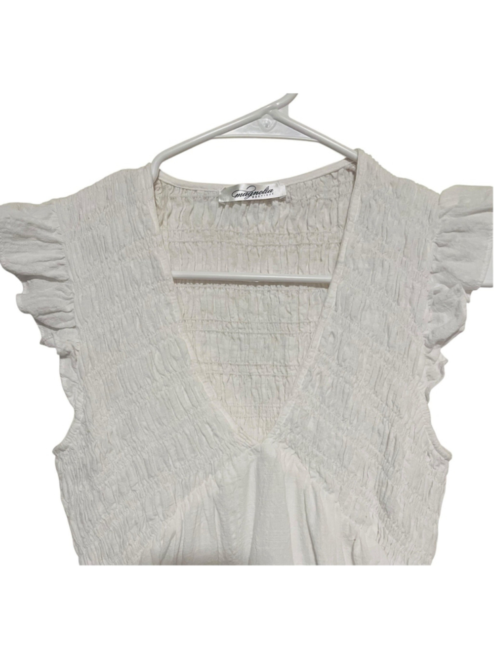 Magnolia Boutique White Dress Women’s Large Boho Beach Classic Cottagecore NWOT - Picture 5 of 6